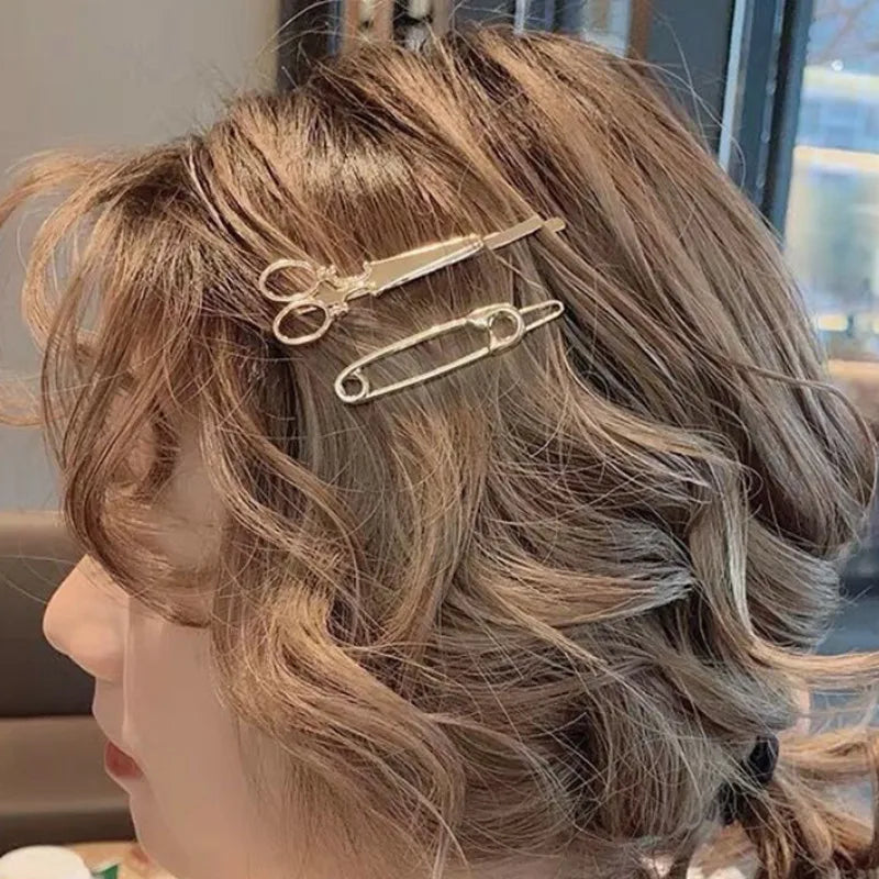 1Piece Korean version of the simple hair accessories simulation scissors personality hairpin jewelry retro headwear clip