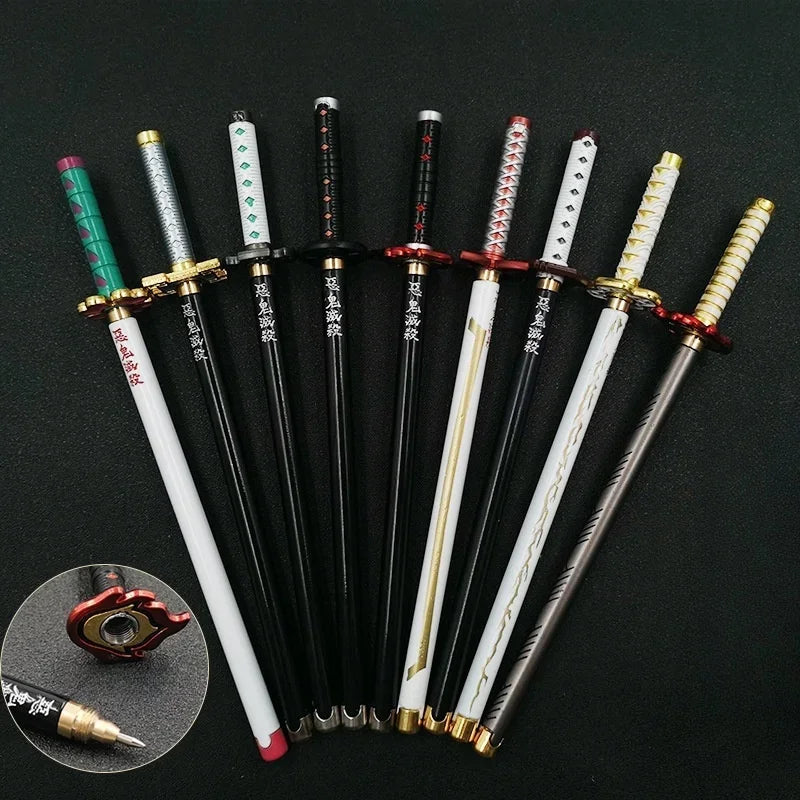 Japan Anime Demon Model Gel Pen Black Refill Cosplay Prop Kid Student Gift SlayerWeapon Sword