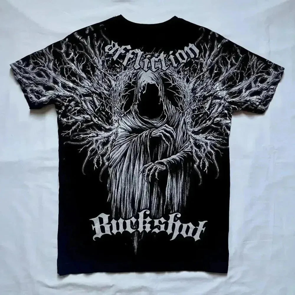 European and American men's summer skull print comfortable and breathable round neck T-shirt outdoor street fashion top