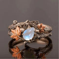 1pcs Vintage Maple Leaf Moonstone Ring Perfect for Daily Wear & Parties