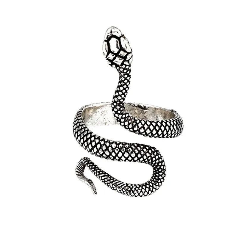 3pcs Ring Set For Both Men And Women Hip Hop Style Personalized Exaggerated Snake Retro Electrophoresis Gun Black Ring