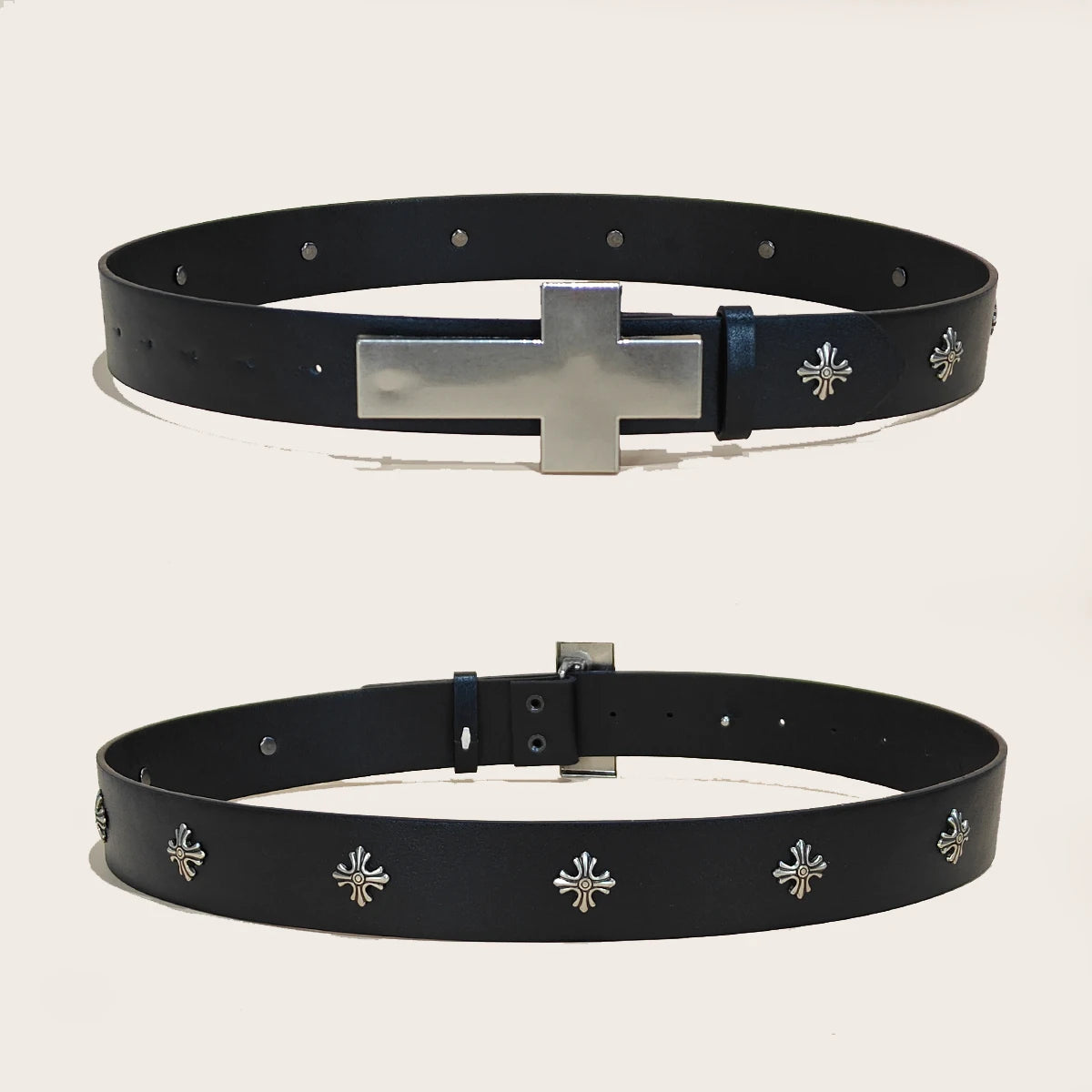 Studded Belt For Men and Women Y2K Belt Metal Punk Rock Style Rivet Plus Size Leather Belts with Cross Rivet for Jeans Pants