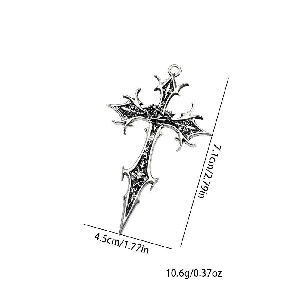 1 piece Gothic Double Sided Cross Pendant Necklace Niche Personality Design Hip Hop Retro Punk Accessories