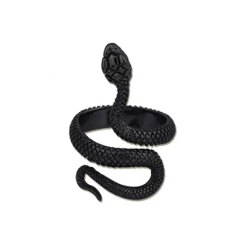 3pcs Ring Set For Both Men And Women Hip Hop Style Personalized Exaggerated Snake Retro Electrophoresis Gun Black Ring