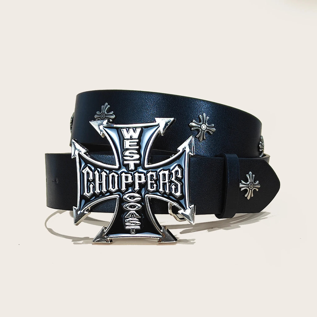 Studded Belt For Men and Women Y2K Belt Metal Punk Rock Style Rivet Plus Size Leather Belts with Cross Rivet for Jeans Pants