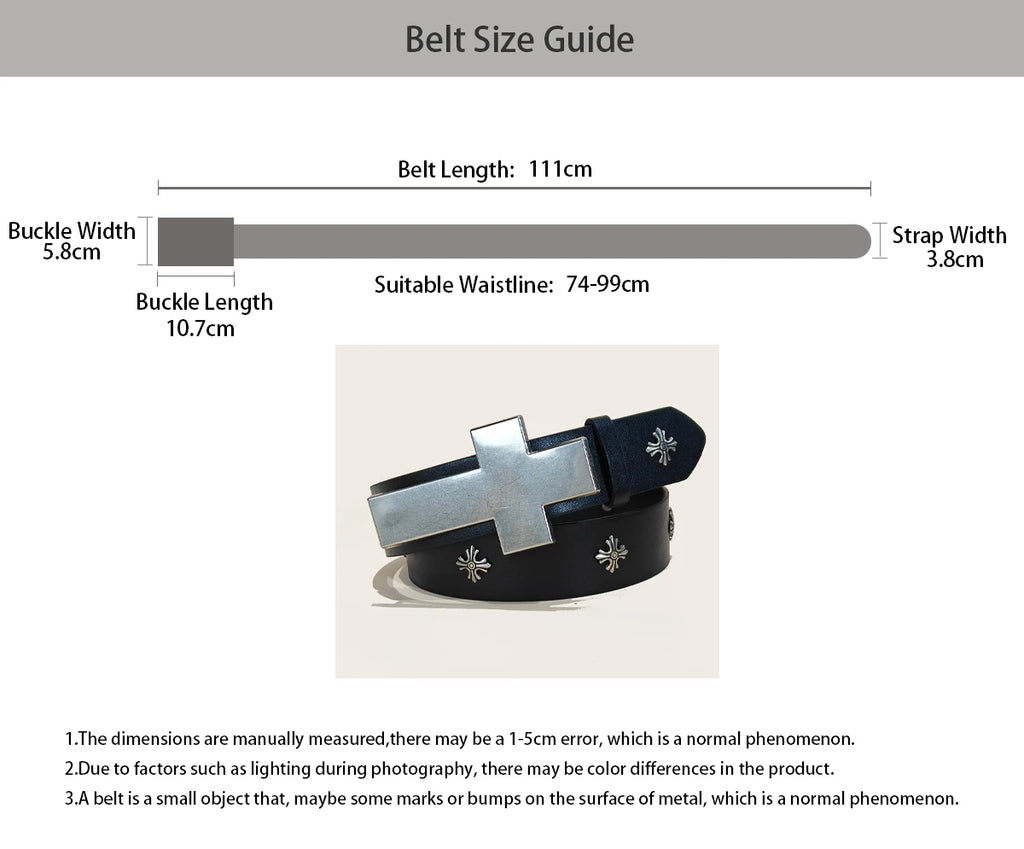 Studded Belt For Men and Women Y2K Belt Metal Punk Rock Style Rivet Plus Size Leather Belts with Cross Rivet for Jeans Pants