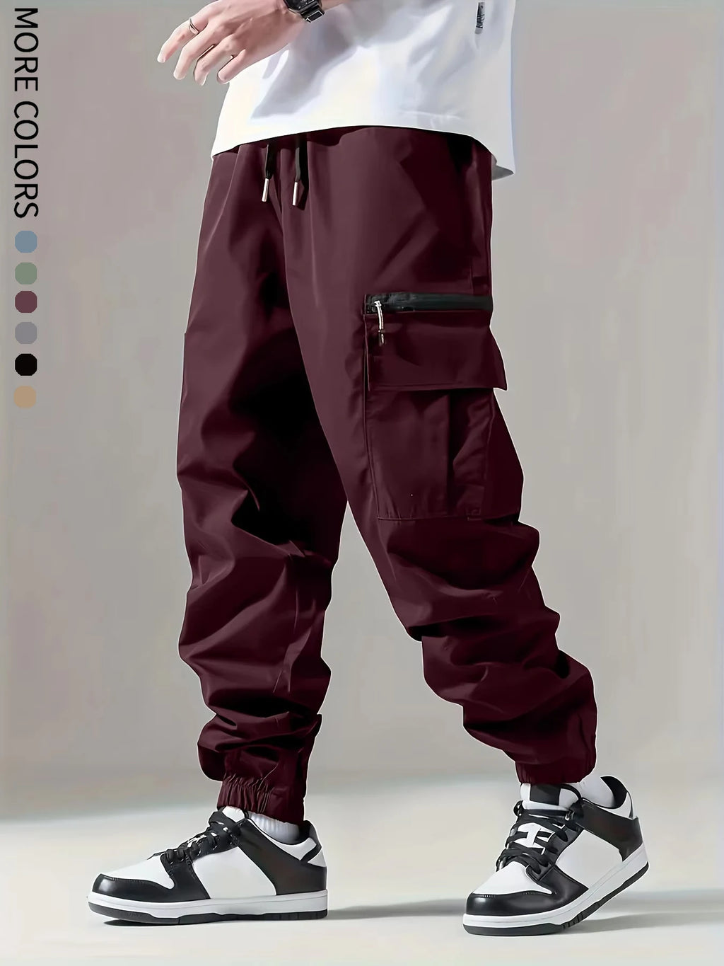 Men's Cargo Pants, Thin Trousers, Comfortable and Breathable, Outdoor Casual, Wearable, Running, Cycling, Multi-pocket 004