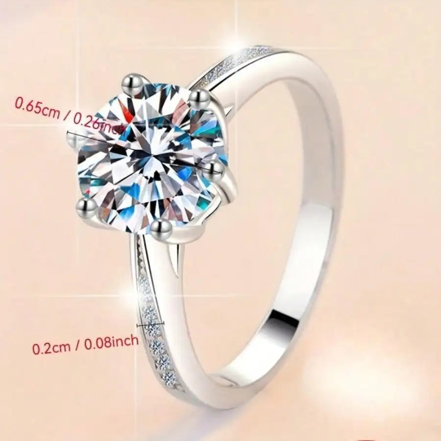 Luxury 925 Sterling Silver Classic Ring for Women Six claw jewelry simple 70ct diamond ring imitation diamond women's ring