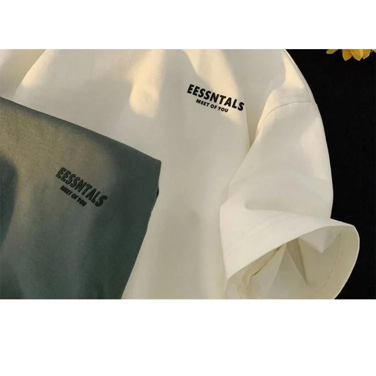2026 Summer Men's Oversized Letter Print Short Sleeve T-shirt Casual Loose Crew Neck Tee Streetwear Tops for Men