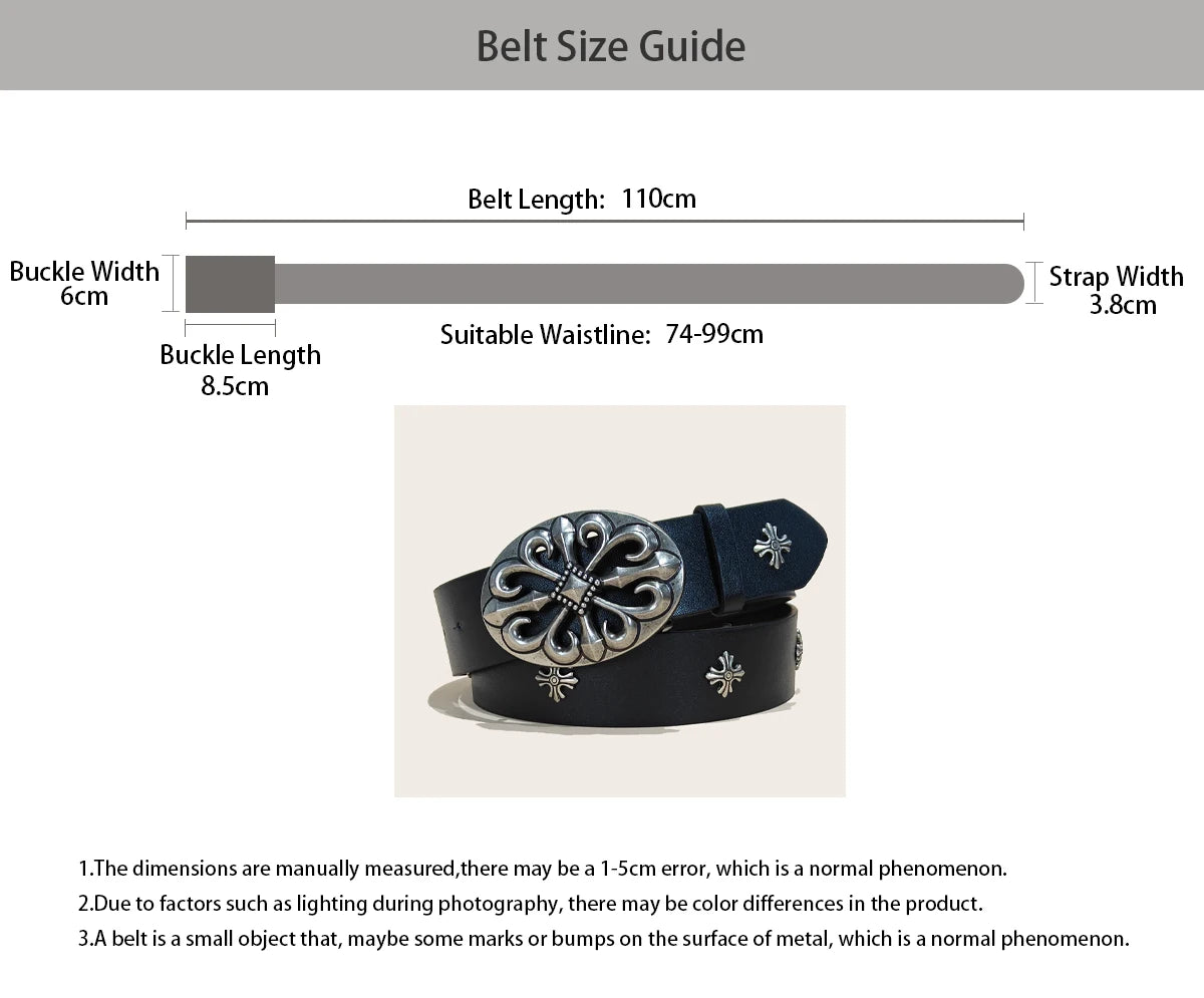 Studded Belt For Men and Women Y2K Belt Metal Punk Rock Style Rivet Plus Size Leather Belts with Cross Rivet for Jeans Pants