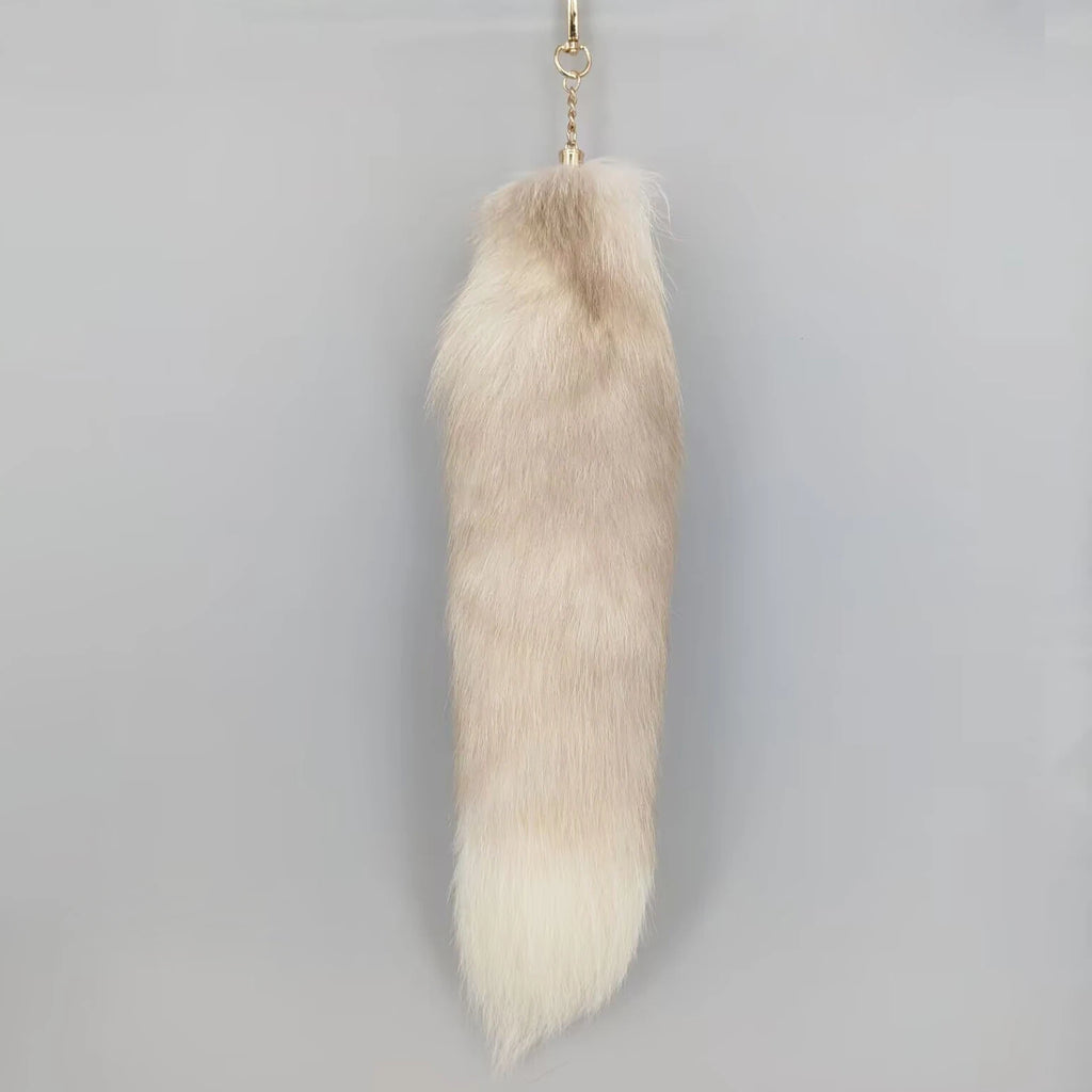 natural fox fur tail keychain furry 2024 chic y2k  beautiful accessory length 40 cm Car Keychains For Women