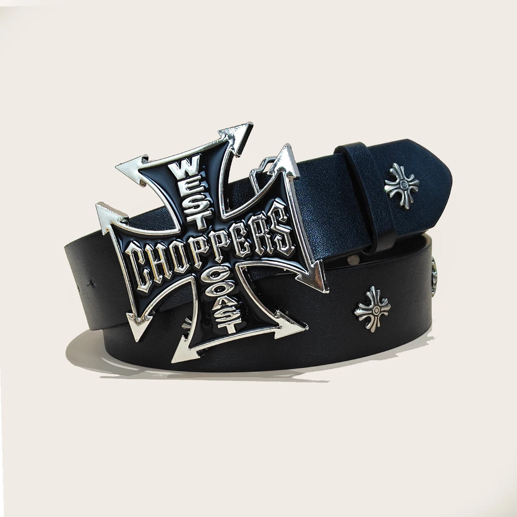 Studded Belt For Men and Women Y2K Belt Metal Punk Rock Style Rivet Plus Size Leather Belts with Cross Rivet for Jeans Pants
