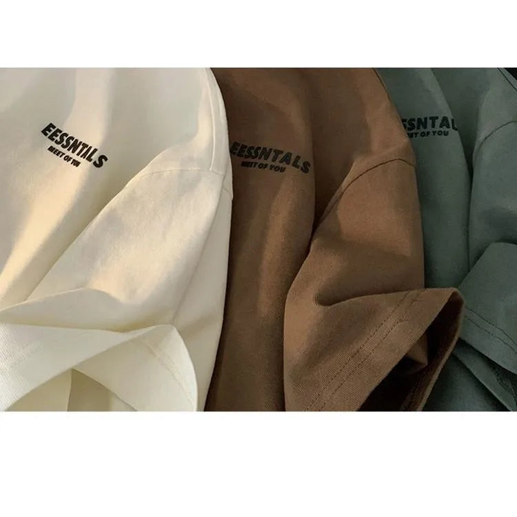 2026 Summer Men's Oversized Letter Print Short Sleeve T-shirt Casual Loose Crew Neck Tee Streetwear Tops for Men