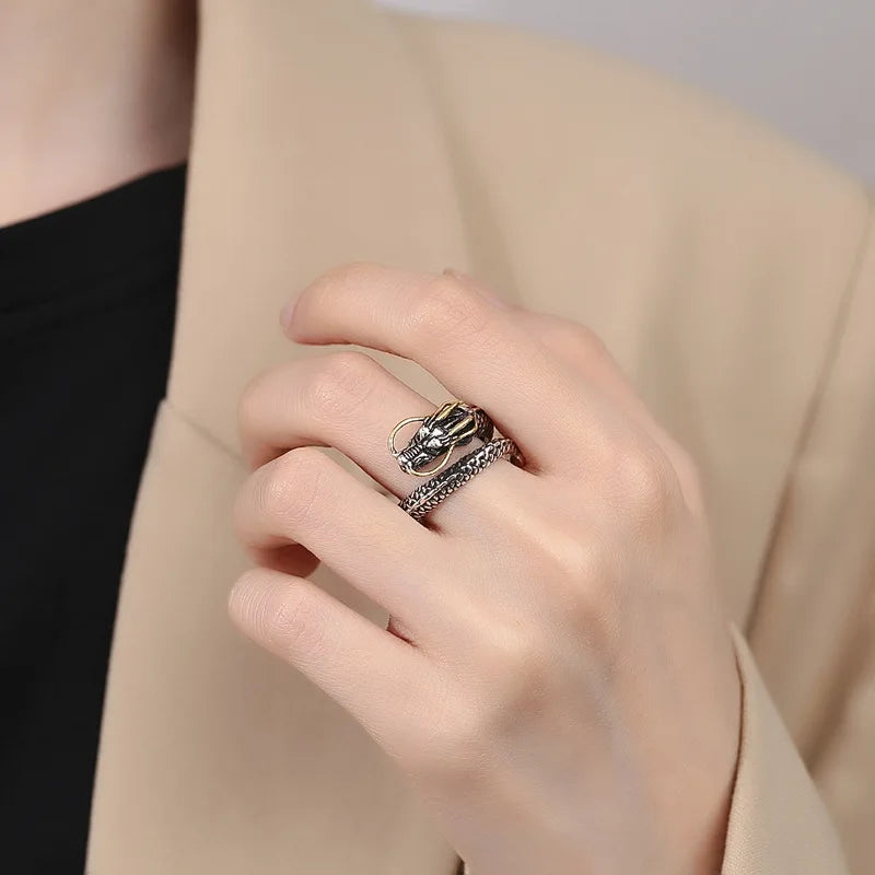 New 925 Sterling Silver Ring  vintage Dragon High Quality For Women Men Wedding Fine Jewelry Accessories Party Gift