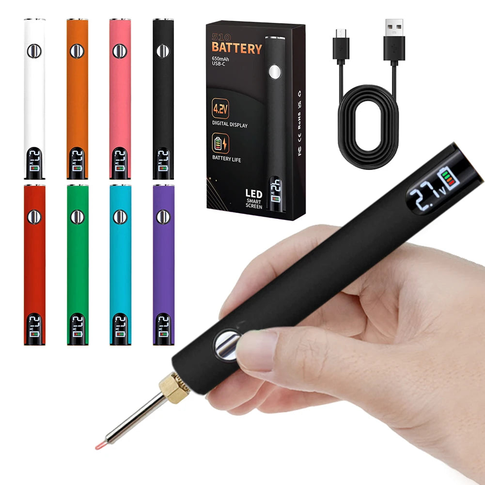510 Thread Battery Cart Pen 650mAh Battery Smart Power Tool with USB Charger Cable Mini Battery Welding Tool Solder Repair Tools