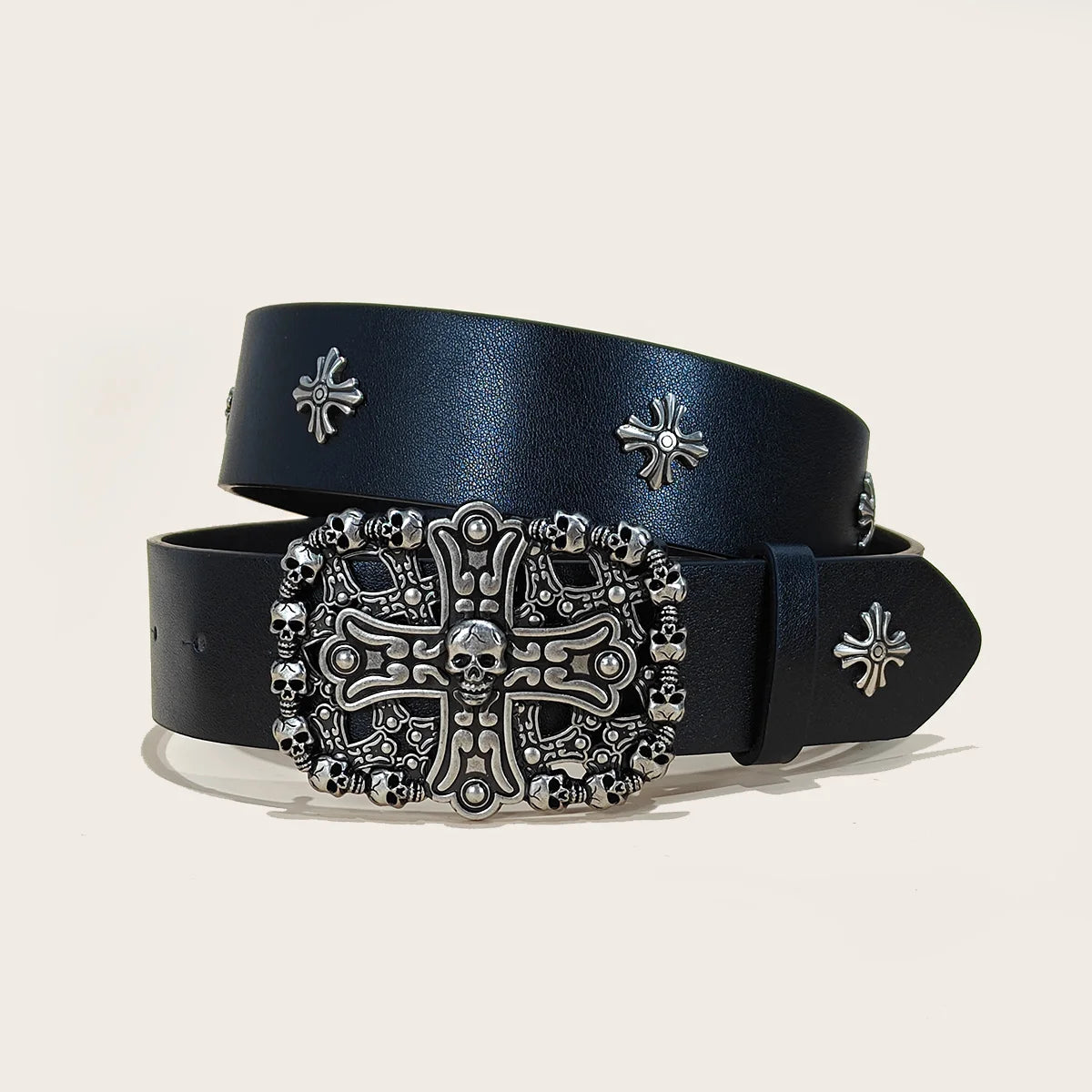 Studded Belt For Men and Women Y2K Belt Metal Punk Rock Style Rivet Plus Size Leather Belts with Cross Rivet for Jeans Pants