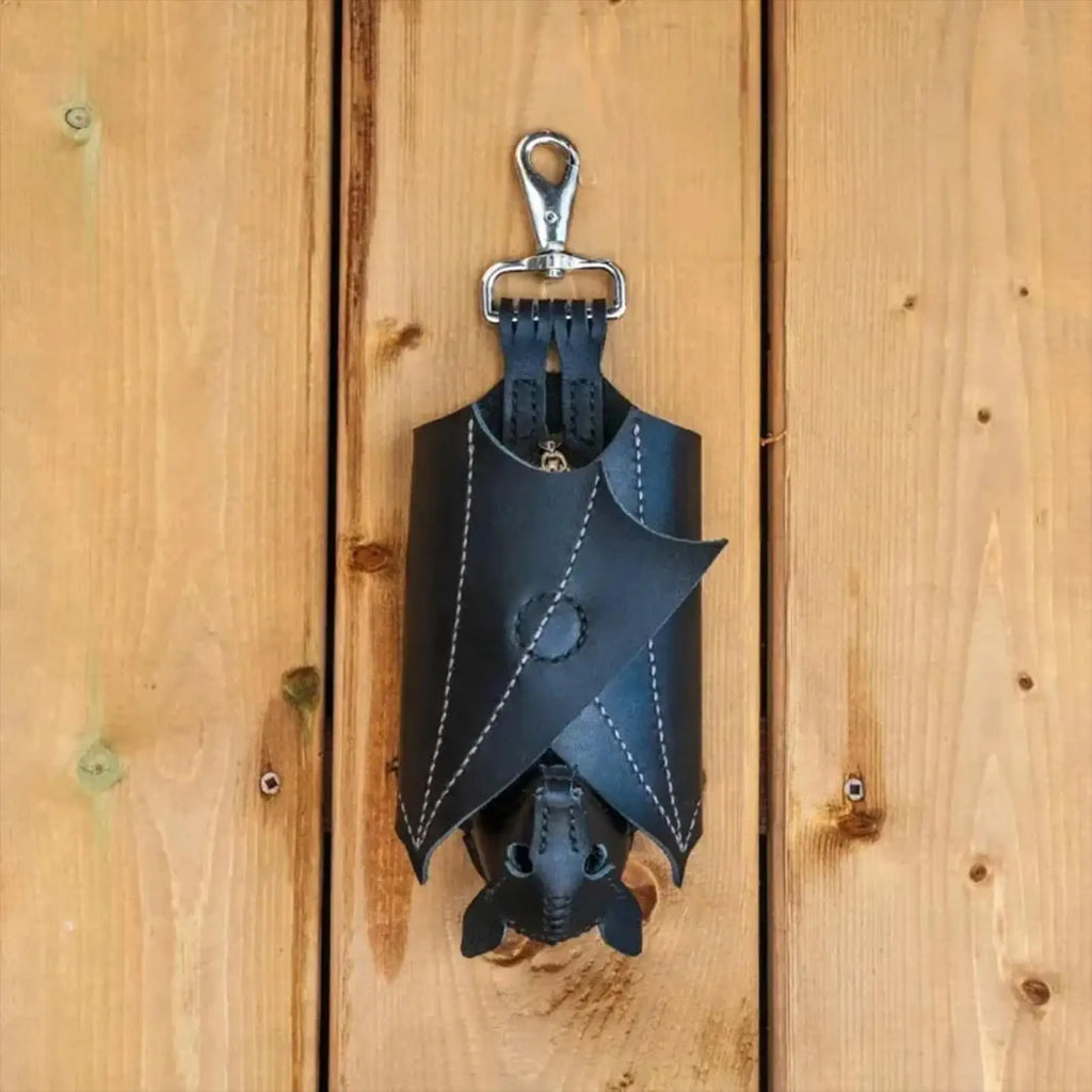 Coin Purse PU Leather Bat Gothic Bag Keychain Change Purse with Foldable Wings for Shopping Travel Work School Events Outdoor