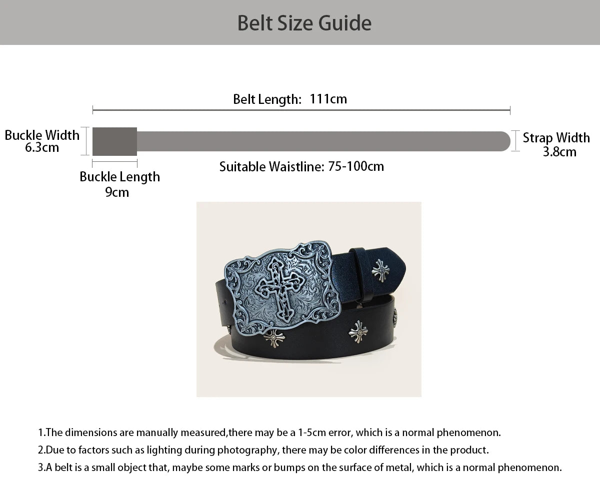 Studded Belt For Men and Women Y2K Belt Metal Punk Rock Style Rivet Plus Size Leather Belts with Cross Rivet for Jeans Pants