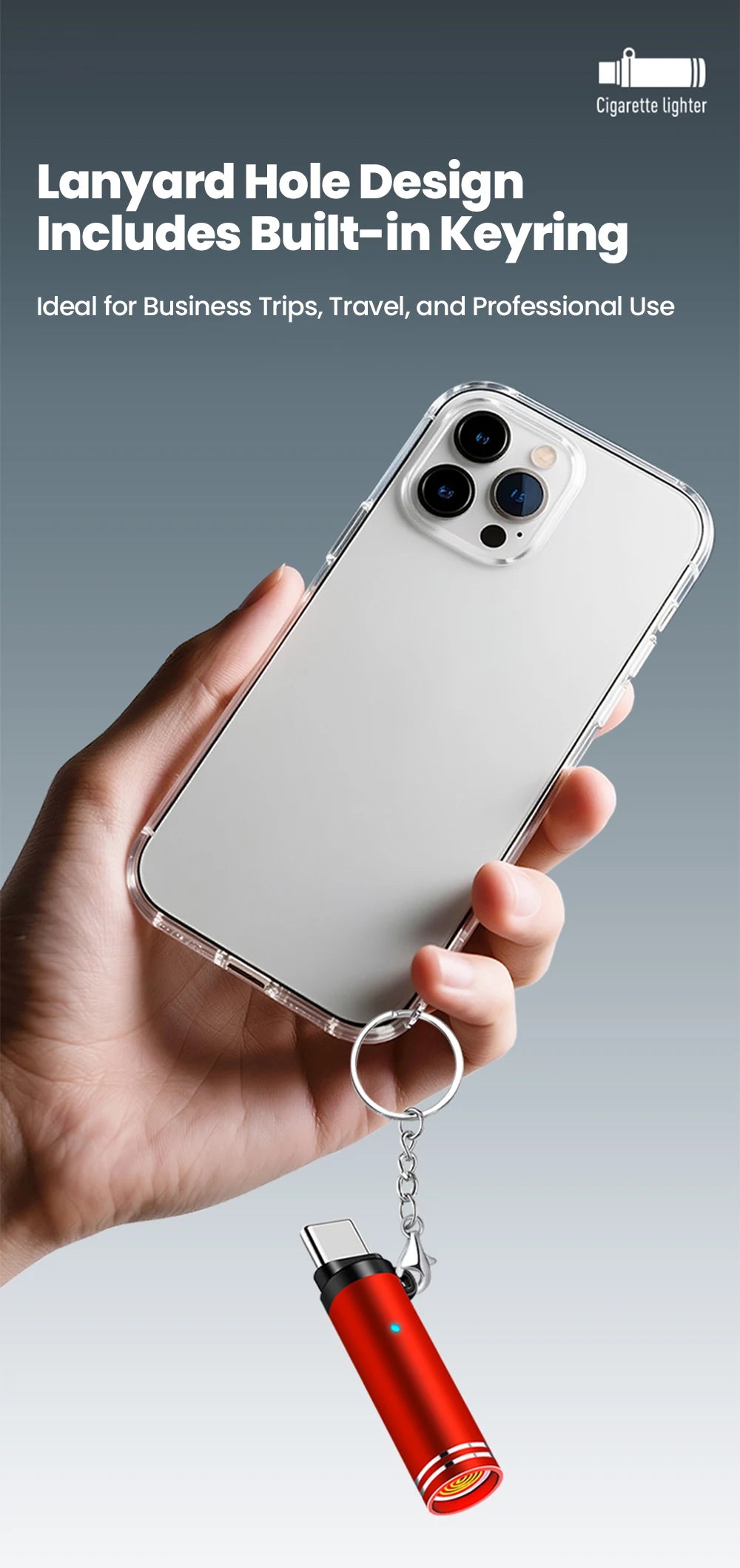 Mini Type C Mobile Phone Cigarette Lighter Air Blowing Cigarette Lighter Outdoor Safety USB C Lighter Adapter For iPhone 17 Pro