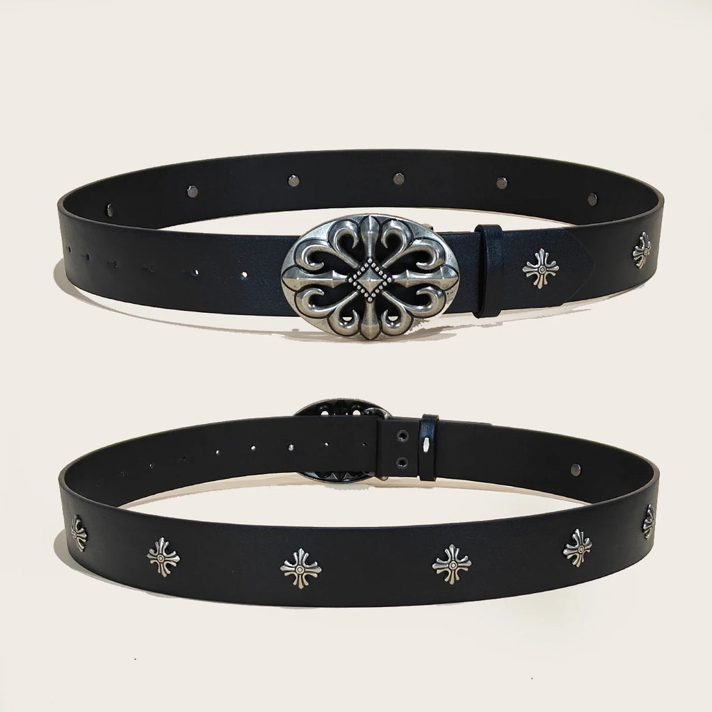 Studded Belt For Men and Women Y2K Belt Metal Punk Rock Style Rivet Plus Size Leather Belts with Cross Rivet for Jeans Pants