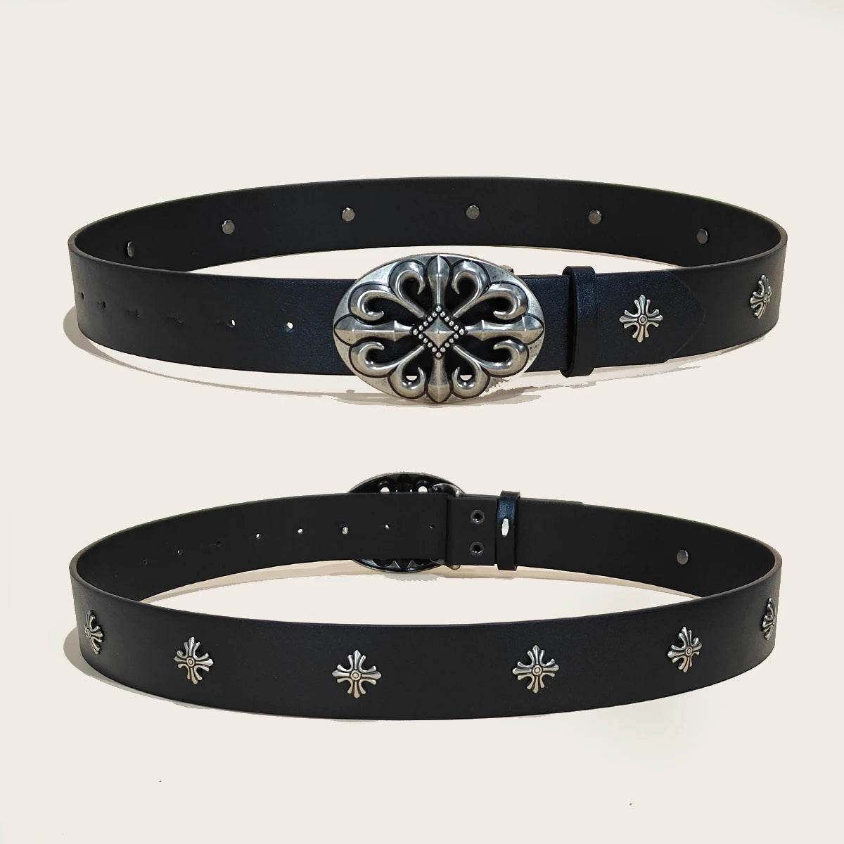 Studded Belt For Men and Women Y2K Belt Metal Punk Rock Style Rivet Plus Size Leather Belts with Cross Rivet for Jeans Pants