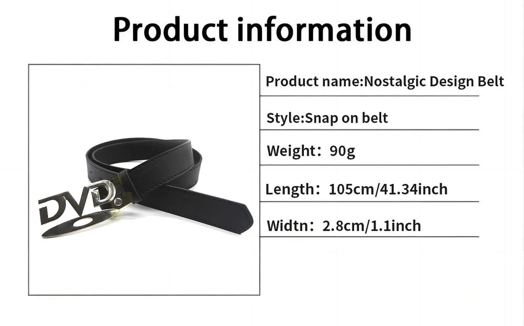 Nostalgic Design DVD New English Buckle Belt Women's Decoration Paired with Jeans Belt Versatile Fashion Design Sense Niche Belt