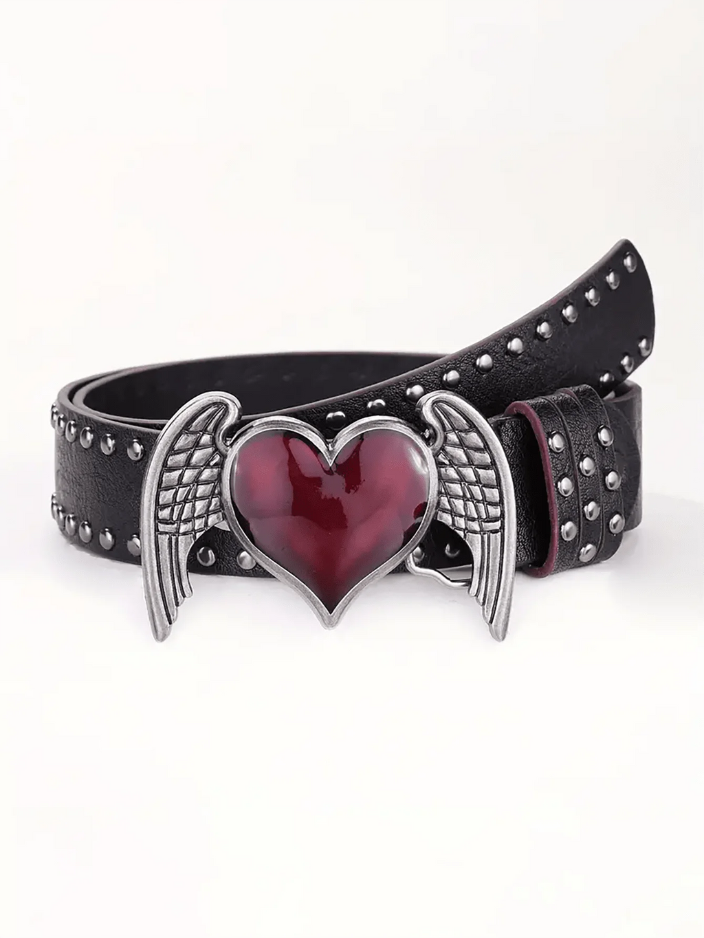 1Pcs Rose essential oil droplet heart-shaped leather belt, rivet decoration, Y2K punk gothic rock hip-hop style，spring，summer