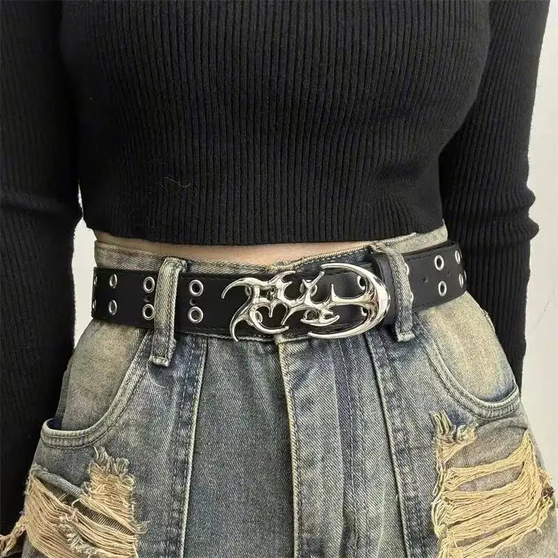 New Stylish Y2K Hollow PU Leather Fashion Punk Belt For Men Women-Trendy Accessory For Gift Giving，Neutral Waist Belts Plus Size